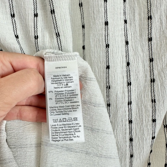 MADEWELL White and Black Tie Neck Tunic Top - Picture 4 of 6